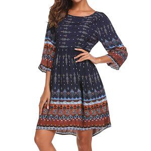 NWT Meanor Boho Empire Waist Pleated Midi Dress